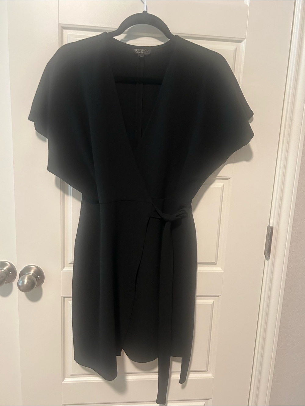 Topshop Black Mini Wrap Dress with Tie